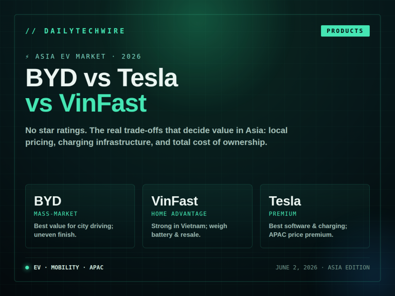 Comparing Electric Vehicles in the Asian Market: BYD, Tesla, VinFast and the Question of Real Value