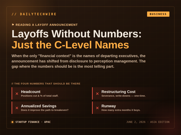 Layoffs Without Numbers: When the Company Only Announces Which C-Level Executives Are Leaving
